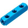 PATIKIL Collettore d'Aria, 3 Vie 6 Porte Pt 1/4 Tubo Aria Alluminio Collettore lista Blocco Splitter Raccordo Distribuzione Compressore Aria Pneumatica, Blu