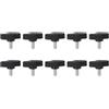QUARKZMAN 10 Pezzi Manopole Aletta T Viti Testa Zigrinata M5 x 12mm Filettatura Maschio 27mm Testa in Plastica Manopole a T Manici Regolabili Manopole Serraggio Vite a Testa Zigrinata, Nero