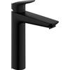 hansgrohe Logis - Rubinetto per lavabo senza scarico, Miscelatore lavabo risparmio idrico (EcoSmart) con altezza bocca 195 mm, nero opaco, 71091670