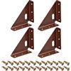 QUARKZMAN 4pz Staffe Angolari Angolo 86mm x 86mm Acciaio Laminato Marrone | Freddo, Bretelle Giunzione Supporto, con Viti, per Scrivania Letto Bordo