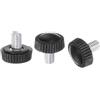 QUARKZMAN 20pz M5 x 9mm Maschio Filettatura Manopole Zigrinate Vite Pollice Serraggio Manopole Impugnatura Plastica Maniglia Mano Manopole con Perno Filettato Nero