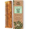 Nat Habit Pettine in legno Kacchi Neem imbevuto di 17 erbe aromatiche e olio di sesamo multiazione, districa, lotta contro l'effetto crespo e lucentezza, adatto per tutti i tipi di capelli (doppio
