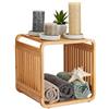 Relaxdays Mobile da Bagno, Bambù, HLP 33 x 33 x 33cm, 2 Ripiani, Scaffale Portaoggetti Sala e Corridoio, Marrone Chiaro