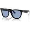 Ray-Ban R0502S 667772 - Occhiali da Sole Unisex in Acetato Nero con Lenti Blu