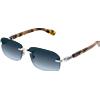 Gucci GG1221S 007 - Occhiali da Sole Unisex con Montatura Argento, Aste Havana e Lenti Blu Sfumate