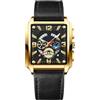 RORIOS Orologio Rettangolari da uomo Orologio da Polso Moda Analogico Quarzo Orologio Lavoro Impermeabile Orologio luminosi Cinturino in Pelle oro nero C