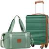 COOLIFE Ryanair Trolley Bagaglio a Mano 55×35×20 e Borsone da Viaggio 20L(40x25x20cm) Set di Valigie, Valigia Bagaglio a Mano, Chiusura a Combinazione Laterale con TSA