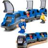 TOPLIVING Treno alimentato a batteria per ferroviari in legno giocattolo ad alta velocità per bambini 3 4 5 anni ragazzi bambini frizione magnetica veicolo da città con figure