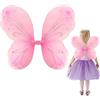 Nenjindz Fate, ali da ragazza, ali da ragazza, con brillantini, ali d'angelo, per donne, fate, principessa, ali di Pasqua, costume da fata, costumi di Halloween (rosa)