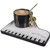 GBKDQQ Tazza da caffè con pianoforte, 200 ml, in ceramica, con piattino e cucchiaio, tazza da caffè con piattino e cucchiaio, tazza da caffè in porcellana, tazza da caffè per gli amanti della musica