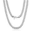 Suplight Collana Uomo Acciaio a Catena Cubana Maglia Colore Argento Catena Uomo Acciaio Larghezza 9 mm Lunghezza 61 CM Stile Hip Hop Punk Regalo per Ragazzo