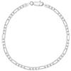 Planetys - Bracciale Argento Sterling 925 Rodiato Modello Figaro (1+3) Larghezza: 3.25 mm