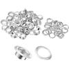 Kozelo 50 Set Occhielli Asole- [ 5. 5mm ] Rame Asole Guarnizioni per Tessuto Pelle Vestiti Fai da Te Uso | tono Argento