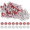 QUARKZMAN 100 Set Kit Occhielli in Metallo 5mm 3/16 Occhiello per Teloni Piccolo con Foro Rondelle per Scrapbooking Scarpe Abbigliamento Pelle Tela, Rosso