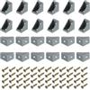 QUARKZMAN 24pz 90 Gradi Staffe Angolari Plastica, 20x15x20mm Staffe Angolo Retto per Mensole Nylon Viti per Armadietti, Armadietti (Grigio)