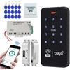 FUSYTULY WiFi Tuya Kit di Sistemi di Controllo Accessi per Porte RFID Access Control Tastiera Impermeabile + Serratura Elettrica del Bullone + Alimentatore DC12V 3A + 15pcs Portachiavi