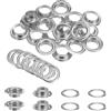 QUARKZMAN 20Set Occhielli per Teloni con Rondelle 14mm Occhiello Strumento Metallici color Rame per Tende Tessuti Cinture in Pelle Scarpe Borse DIY, Tono Argento (Perforatrice Non Inclusa)