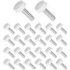 CoCud Manopole Zigrinate Vite Testa Zigrinata, Filettatura Maschio M6 x 20mm Vite Serraggio Testa Tonda Bianca Perno Filettato Impugnatura Manuale (Applicazioni: Torni Macchinari), 30Pz