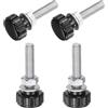QUARKZMAN 4 Set M6 x 30mm Manopole Zigrinate Filettatura Maschio Viti Testa Zigrinata Dadi Rondelle, Impugnatura Manopola Bloccaggio Manopole Testa Plastica Viti Testa Zigrinata, Nero
