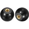 QUARKZMAN 5pz Manopole Sfera Filettate, Manopola Sfera Termoindurente Filettatura Femmina M5 25mm Dia Manopola Sfera Funzionamento Tonda Inserto Rame per Maniglia Leva Macchina, Nero