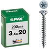 SPAX - Vite universale con testa svasata T-STAR plus, 4CUT, Filettatura piena, Bianco zincato, 3.5 x 20 mm, 200 pezzi