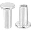 QUARKZMAN 100pz Rivetti Semitubolari, 3mm x 8mm Rivetti Semi-Tubolari Testa Piatta Tonda Alluminio Rivetti con Perno Metallo per Riparazioni Domestiche Industriali, Argento