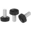 QUARKZMAN 20pz M6 x 12mm Maschio Filettatura Manopole Zigrinate Vite Pollice Serraggio Manopole Impugnatura Plastica Maniglia Mano Manopole con Perno Filettato Nero