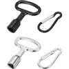 QUARKZMAN 2Pz Chiave Triangolare Bidone Spazzatura Chiave Triangolare Metallo con Portachiavi Set Chiave Triangolare per Contatore Acqua e Elettricità Bidone Spazzatura (Nero e Argento)