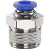 QUARKZMAN Connettore Rapido Dritto Maschio a Filettatura 6mm Tube OD x 3/8 NPT Filettatura Maschio Raccordo Rapido Raccordi Aria Compressa per lista Aria Industriale PC6-N03, Blu