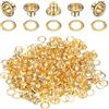 QUARKZMAN 100Set Occhielli Metallici 3mm 1/8 Pollice Kit Occhielli in Ottone con Rondelle per Tessuto Tende Teloni Pelle Cinture Scarpe Borse Fai Da Te, Colore Oro