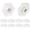 QUARKZMAN 10pz Pomelli a Stella con Filettatura Femmina M5, Testa da 32mm, Plastica con Foro Passante, Vite in Ottone, Manopole a Compressione Filettate, Bianco