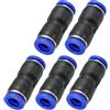PATIKIL Raccordi a Spinta 8mm, 5Pz Raccordi Plastica per Tubo Aria, Connettori Pneumatici a Sgancio Rapido, Raccordo Dritto a Due Vie per Tubo, Blu