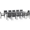 Outsunny Salon de jardin in alluminio e tessilene tavolo estensibile 8/12 persone 12 sedie impilabili grigio