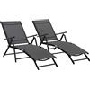 Outsunny Oustunny Set 2 Sdraio da Giardino Pieghevoli con Schienale Regolabile in 7 Posizioni, Lettino Prendisole in Alluminio e Rete Traspirante, Nere|Aosom