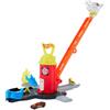 Hot Wheels City - Super Caserma dei Pompieri, set pista con 4 diverse uscite e scala estendibile fino a 40cm, camion dei pompieri in scala 1:64 incluso, 4+ anni, JHL95