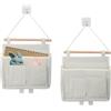 Surplex 2 Pcs Tasche Organizzatore da Appendere Borse la Porta, Organizer Appeso Tasca in Tessuto di Lino e Cotone Impermeabile, Portaoggetti da Parete per Camera Cucina Bagno Dormitorio