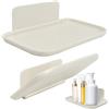 GAZIL Set di 2 mensole pieghevoli da muro, mensole adesive senza foratura, mensole sospese per camera da letto, bagno, cucina, ufficio, bianco, design pieghevole salvaspazio