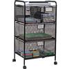 Mind Reader Carrello con cassetti, organizer per lavanderia, carrello multiuso, bagno, cucina, rete metallica, 40,6 cm L x 27,9 cm L x 73,9 cm H, nero