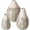 BOLTZE Vaso Paris (3 pezzi, colore verde/bianco, in porcellana, design floreale, altezza 12 cm, diametro 9 cm, rotondo, realizzato a mano, impermeabile, vaso di fiori, decorazione) 2060511