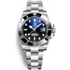 PAGRNE DESIGN Orologi Uomo, orologio automatico, movimento giapponese, calendario luminoso impermeabile in acciaio inossidabile (Blu graduale)