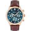 Breil, Collezione Aplomb, Orologio Uomo, Cronografo in Acciaio, con Quadrante Verde Acqua Bilux Sunray, Indici e Sfere IP Rose Gold, Cinturino in Vera Pelle, Chiusura a Fibbia, WR 5 ATM, Cassa 40,5 mm
