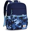 VASCHY Zaino Bambino, Leggero Colorato Zainetto Scuola Elementare con Cinturino Petto Fibbia per Viaggio, Campeggio e Tempo Libero, 3‑8 Anni Camouflage Navy