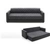Atlantic Home Collection Divano letto Kelly, divano letto con molle insacchettate e pratico topper, grigio scuro, 226 x 86 x 78 cm (LxPxA)