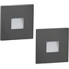 ledscom.de 2x faretti LED per scale/da incasso a parete FOW per interni ed esterni, downlight, quadrati, antracite, 85 x 85 mm, bianco caldo