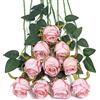 DuHouse 10 rose artificiali in seta per bouquet di fiori finti lunghi steli per decorazioni per matrimoni e feste (rosa chiaro)