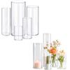 Vnituasr Vaso di vetro decorativo da tavolo, vaso di vetro cilindrico può essere utilizzato per fiori, ciottoli, vasi da tavolo decorativi in vetro, dimensioni miste, per matrimoni (5, 10 + 15 + 19 + 20 + 25