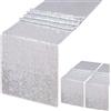 BrillShine 2 Runner da Tavola Argento 30x180 cm Paillettes Runner da Tavola Lucido per Feste, Matrimoni, Compleanni, Natale, Fidanzamenti, Battesimi