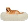 HMTOPE Cuccia ortopedica per cani rotonda, cuscino per cani e gatti, a ciambella, morbida, lavabile, diametro 100 cm, beige