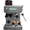 Cecotec Macchina Espresso Barista Power Espresso 20 Barista Steel & Grind. 2200W, 20Bar, Macinacaffè Conico, 2.1L Serbatoio Acqua, 180g Caffè, 30 Livelli, Thermoblock, Doppio Braccio, Accessori