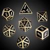 ORUZA Set di 7 dadi in metallo poliedrici per D&D Dungeons and Dragons, RPG, MTG, TTRPG, Pathfinder, giochi di ruolo, giochi da tavolo, colore nero